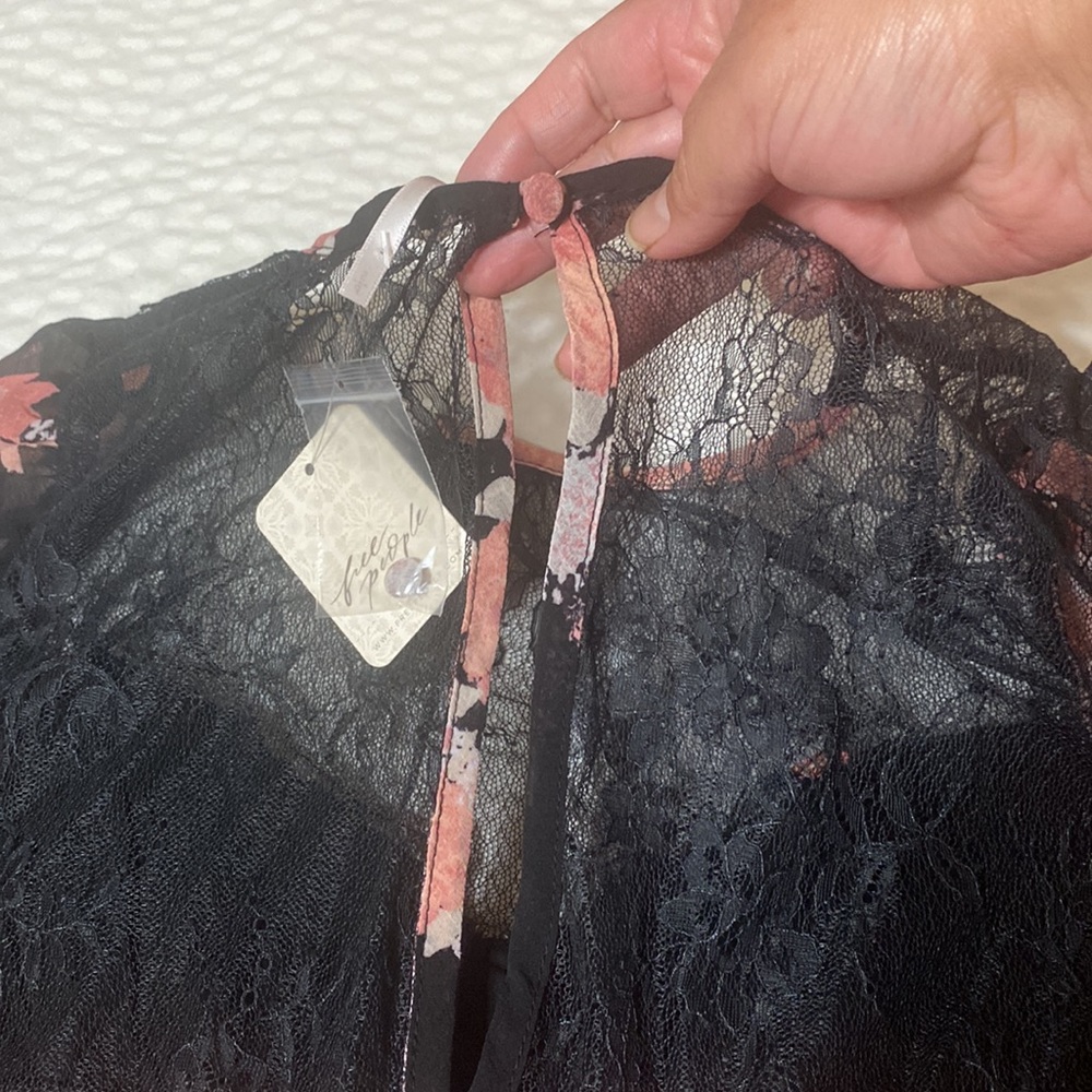 NWT- Free People Pink and black Colorful flowers add a touch of everyday romance - Picture 10 of 10